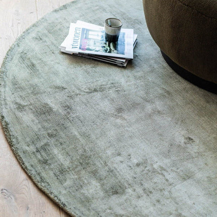 Rond Vloerkleed Felva Viscose Silk Groen - Vloerkledenloods