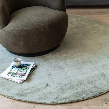 Rond Vloerkleed Felva Viscose Silk Groen - Vloerkledenloods