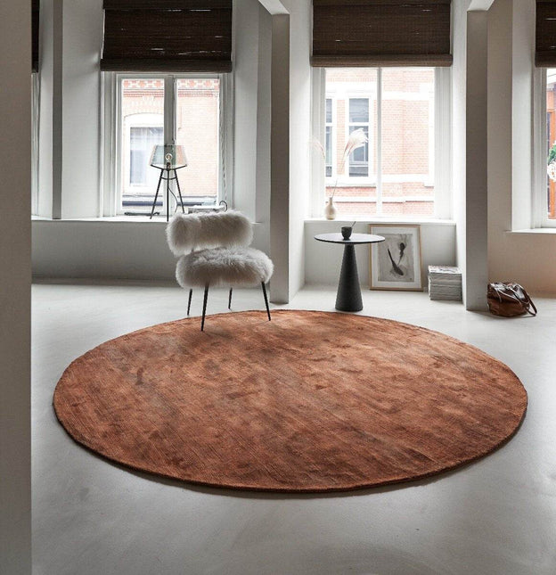 Rond Vloerkleed Felva Viscose Silk Roest - Vloerkledenloods