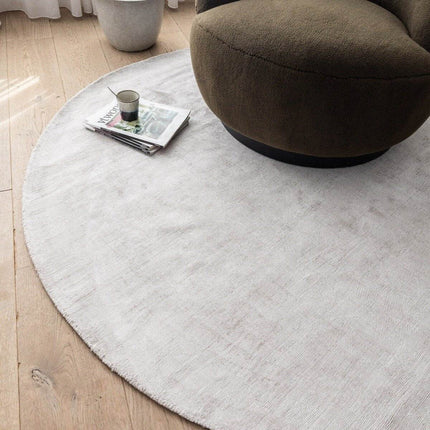 Rond Vloerkleed Felva Viscose Silk Silver - Vloerkledenloods