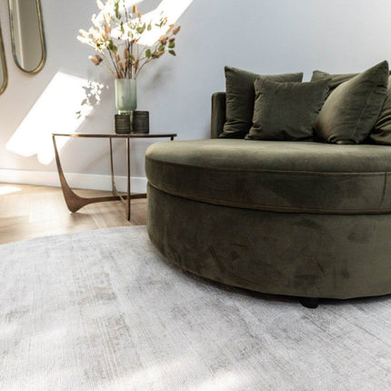 Rond Vloerkleed Felva Viscose Silk Silver - Vloerkledenloods