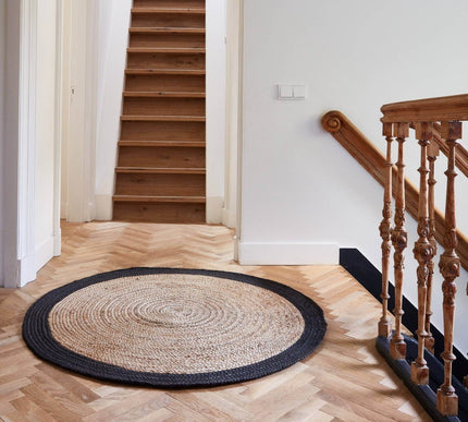 Rond vloerkleed Jute Naturel/Antraciet - Vloerkledenloods