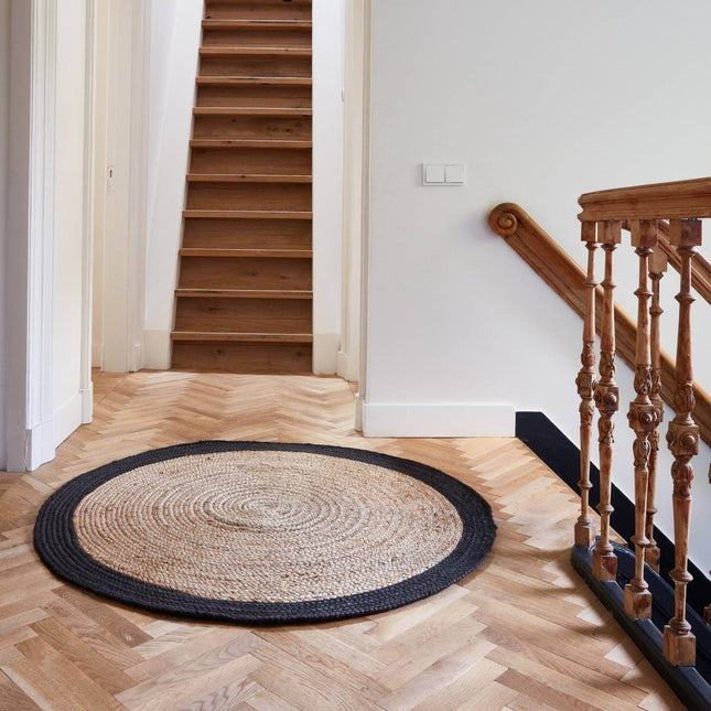Rond vloerkleed Jute Naturel/Antraciet - Vloerkledenloods