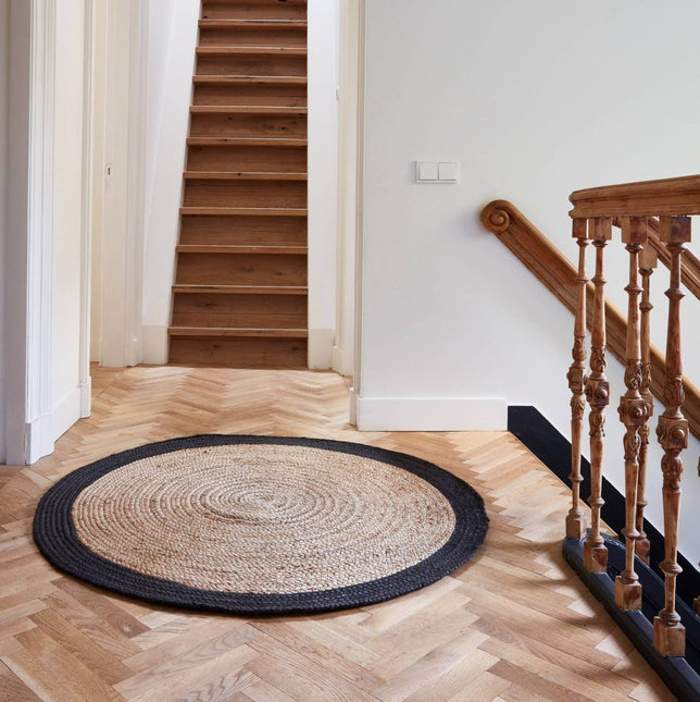 Rond vloerkleed Jute Naturel/Antraciet - Vloerkledenloods