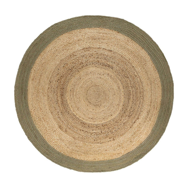 Rond vloerkleed Jute Naturel/Groen - Vloerkledenloods