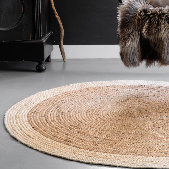 Rond vloerkleed Jute Naturel/Wit - Vloerkledenloods
