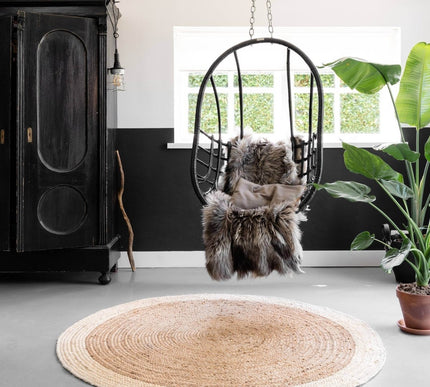 Rond vloerkleed Jute Naturel/Wit - Vloerkledenloods