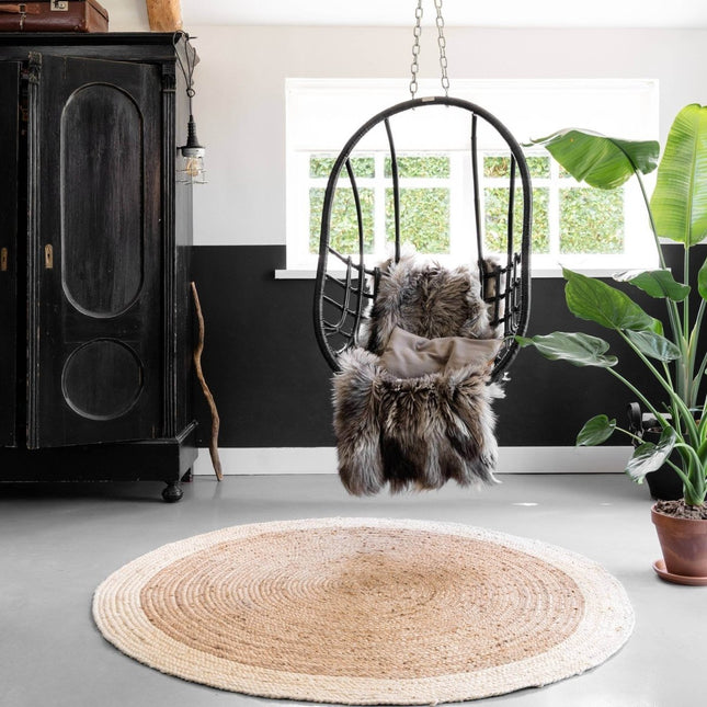 Rond vloerkleed Jute Naturel/Wit - Vloerkledenloods