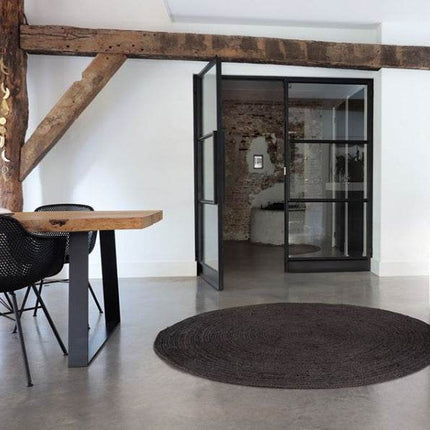 Rond vloerkleed Jute Zwart - Vloerkledenloods