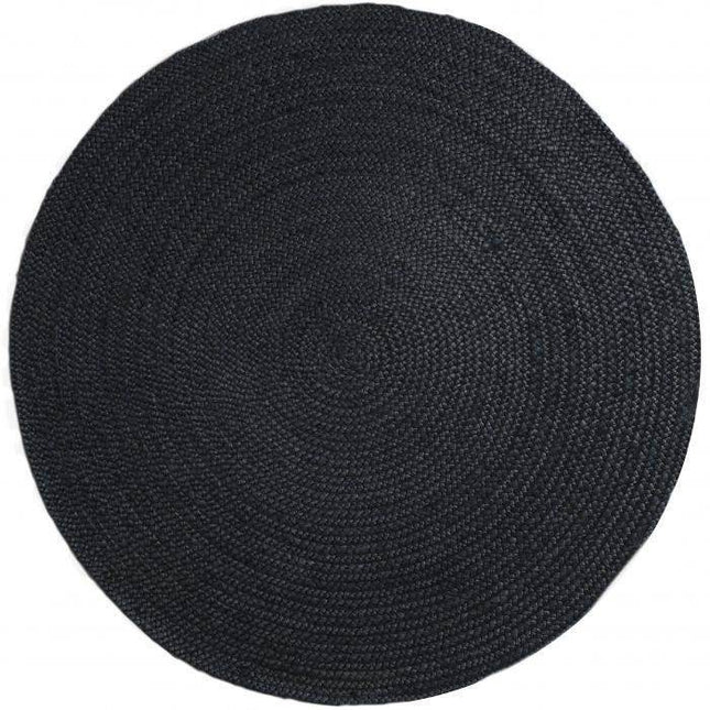 Rond vloerkleed Jute Zwart - Vloerkledenloods