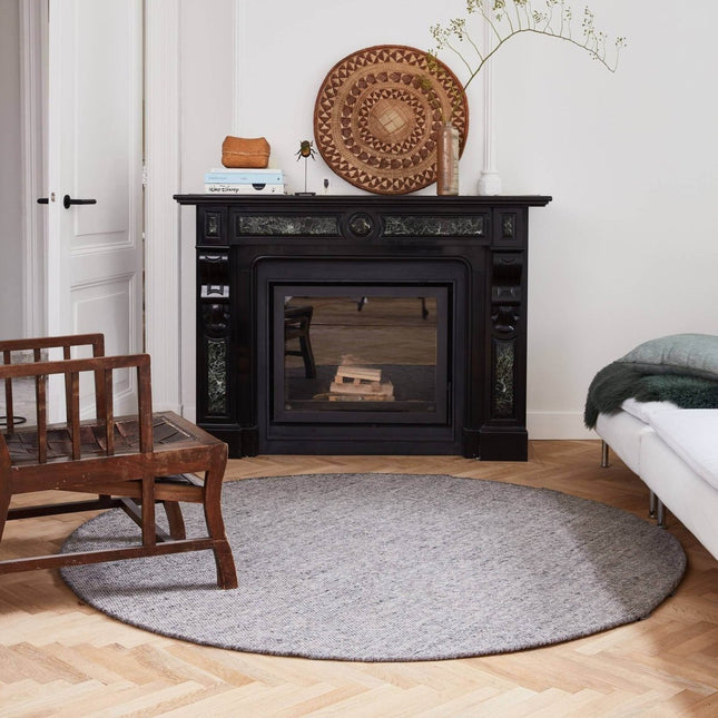 Rond vloerkleed wollen Antraciet - Cobble Stone - Vloerkledenloods