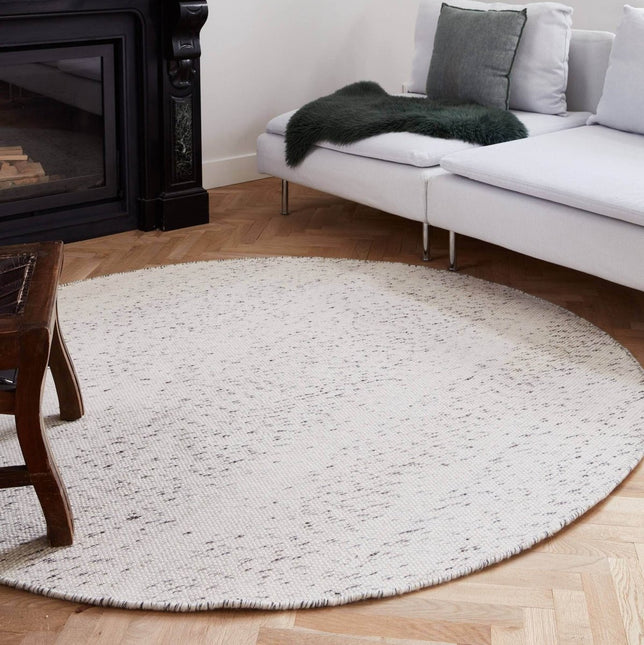 Rond vloerkleed wollen Antraciet/Wit - Cobble Stone - Vloerkledenloods