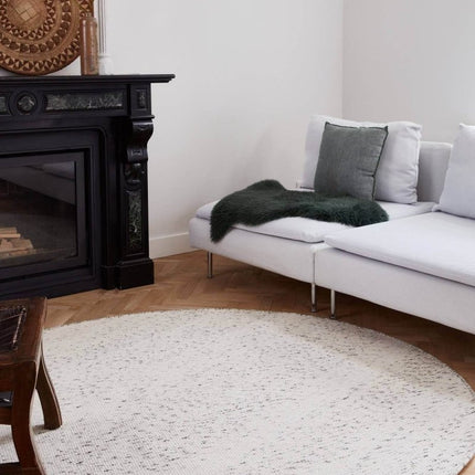Rond vloerkleed wollen Antraciet/Wit - Cobble Stone - Vloerkledenloods