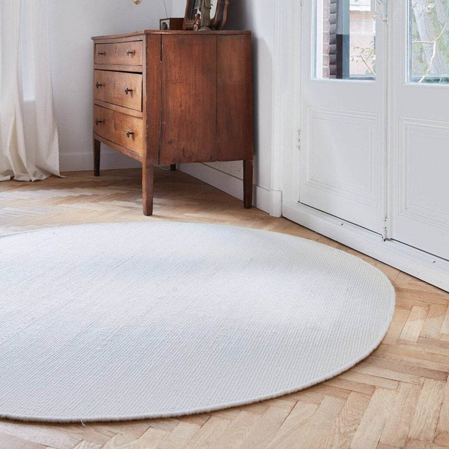 Rond vloerkleed wollen Wit - Cobble Stone - Vloerkledenloods