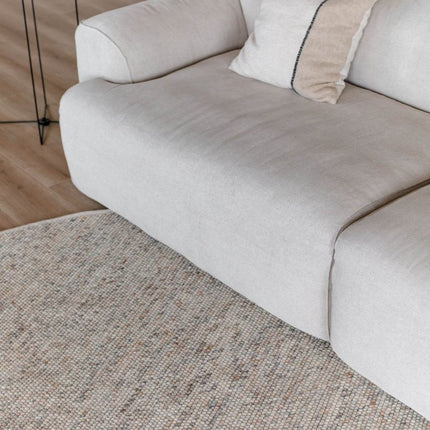 Rond Wollen Vloerkleed Beige/Wit Gemeleerd Vik - Vloerkledenloods
