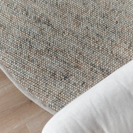 Rond Wollen Vloerkleed Beige/Wit Gemeleerd Vik - Vloerkledenloods