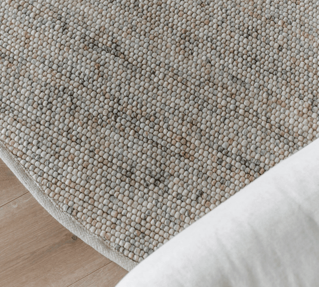 Rond Wollen Vloerkleed Beige/Wit Gemeleerd Vik - Vloerkledenloods
