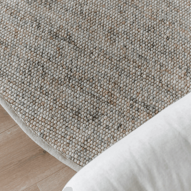 Rond Wollen Vloerkleed Beige/Wit Gemeleerd Vik - Vloerkledenloods