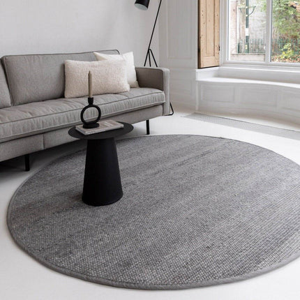Rond Wollen Vloerkleed Donkergrijs Vik - Vloerkledenloods