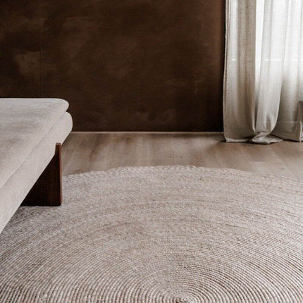 Rond wollen vloerkleed Gapo beige - Vloerkledenloods