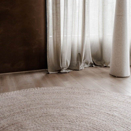 Rond wollen vloerkleed Gapo beige - Vloerkledenloods