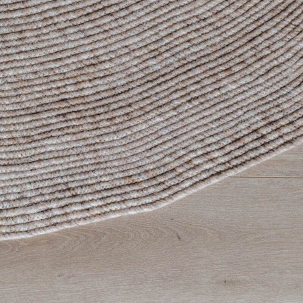 Rond wollen vloerkleed Gapo beige - Vloerkledenloods