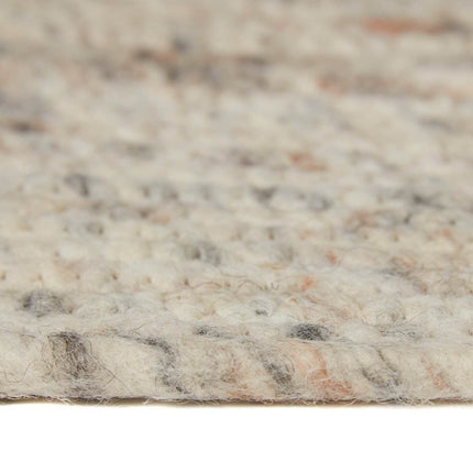 Rond wollen vloerkleed Gapo beige/wit gemeleerd - Vloerkledenloods