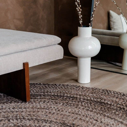 Rond wollen vloerkleed Gapo Donkerbruin gemeleerd - Vloerkledenloods