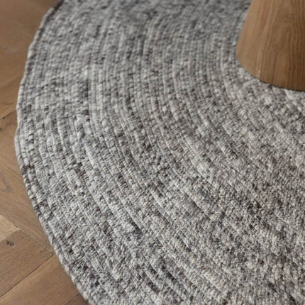 Rond wollen vloerkleed Gapo grijs gemeleerd - Vloerkledenloods