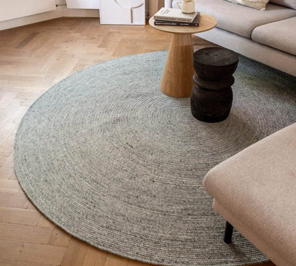 Rond wollen vloerkleed Gapo groen - Vloerkledenloods