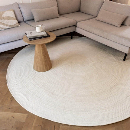 Rond wollen vloerkleed Gapo wit - Vloerkledenloods