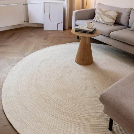 Rond wollen vloerkleed Gapo wit - Vloerkledenloods