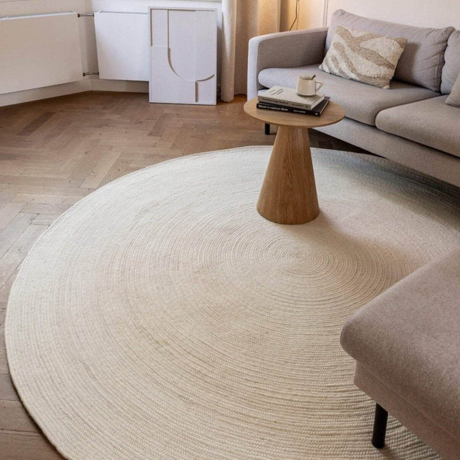 Rond wollen vloerkleed Gapo wit - Vloerkledenloods