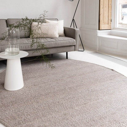 Rond Wollen Vloerkleed Grijs/Beige Vik - Vloerkledenloods