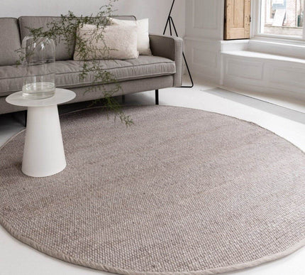 Rond Wollen Vloerkleed Grijs/Beige Vik - Vloerkledenloods