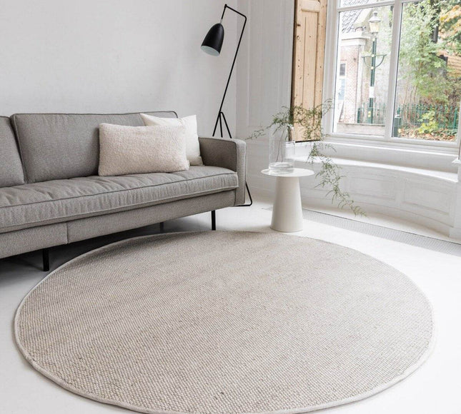 Rond Wollen Vloerkleed Ivoor wit Vik - Vloerkledenloods