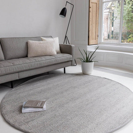 Rond Wollen Vloerkleed Lichtgrijs Vik - Vloerkledenloods