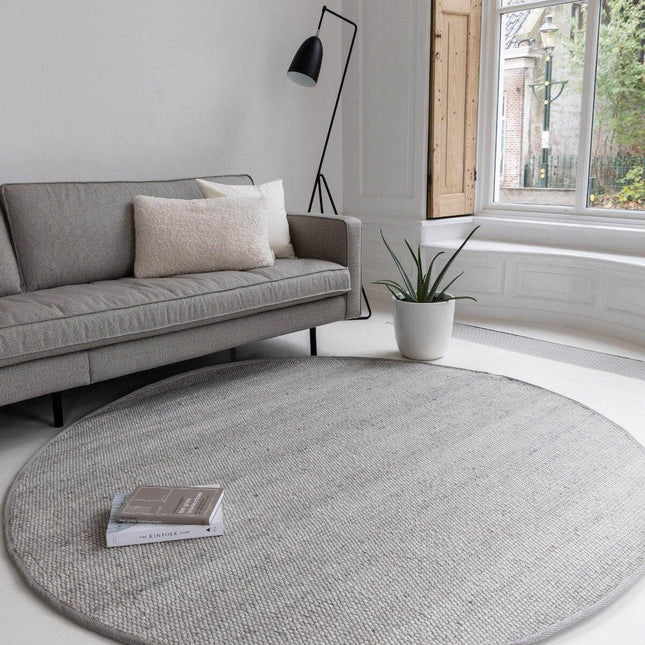 Rond Wollen Vloerkleed Lichtgrijs Vik - Vloerkledenloods