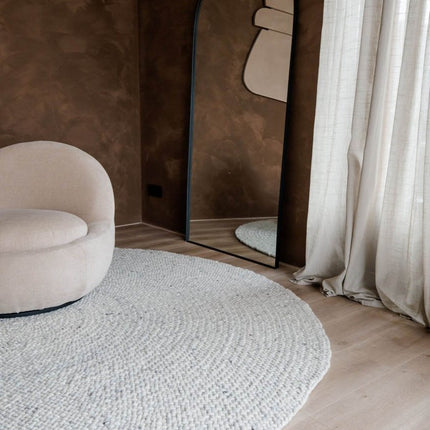 Rond Wollen Vloerkleed Palermo Beige/Grijs Eva Interior - Vloerkledenloods