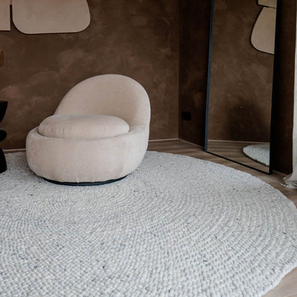 Rond Wollen Vloerkleed Palermo Beige/Grijs Eva Interior - Vloerkledenloods