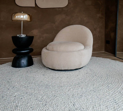 Rond Wollen Vloerkleed Palermo Beige/Grijs Eva Interior - Vloerkledenloods