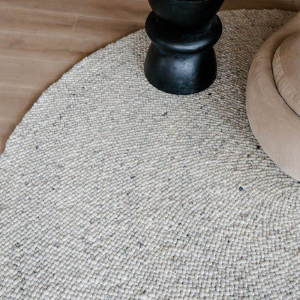 Rond Wollen Vloerkleed Palermo Beige/Grijs Eva Interior - Vloerkledenloods