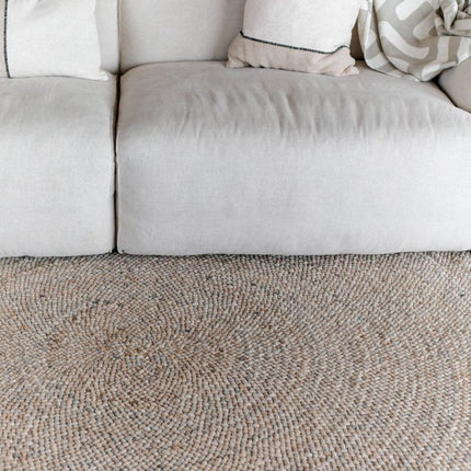 Rond Wollen Vloerkleed Palermo Beige/lichtbruin Eva Interior - Vloerkledenloods