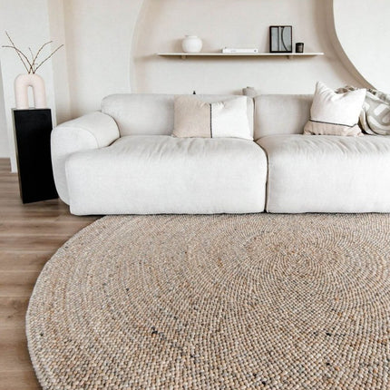 Rond Wollen Vloerkleed Palermo Beige/lichtbruin Eva Interior - Vloerkledenloods