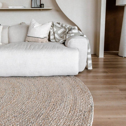 Rond Wollen Vloerkleed Palermo Beige/lichtbruin Eva Interior - Vloerkledenloods