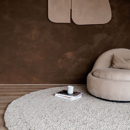 Rond Wollen Vloerkleed Palermo Beige/Taupe Eva Interior - Vloerkledenloods