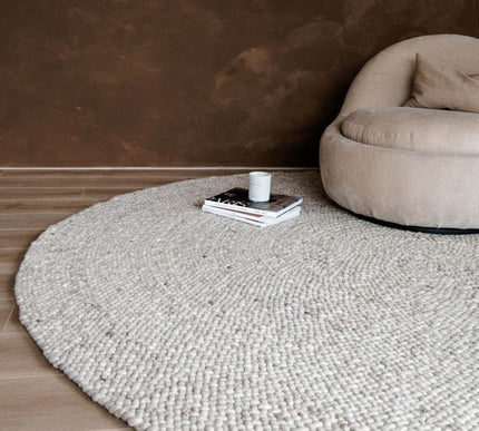 Rond Wollen Vloerkleed Palermo Beige/Taupe Eva Interior - Vloerkledenloods