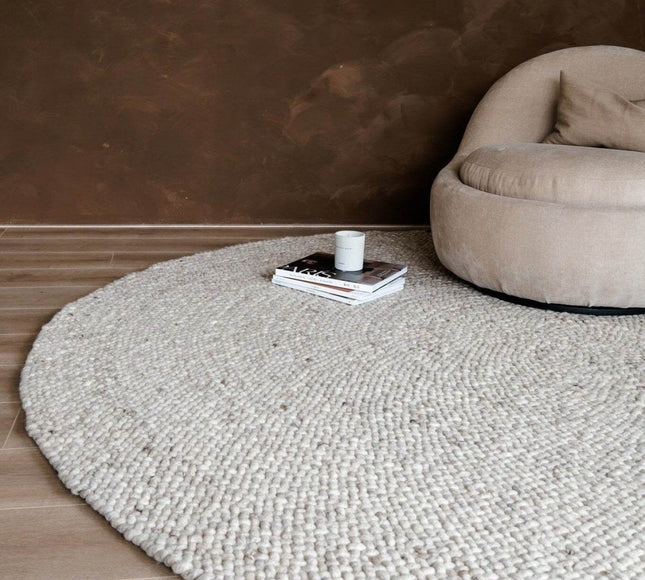 Rond Wollen Vloerkleed Palermo Beige/Taupe Eva Interior - Vloerkledenloods