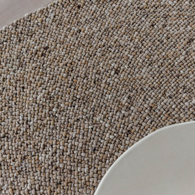 Rond Wollen Vloerkleed Palermo Bruin Gemeleerd Eva Interior - Vloerkledenloods