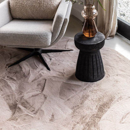 Rond Zacht Hoogpolig Vloerkleed Lux Beige / Taupe - Vloerkledenloods